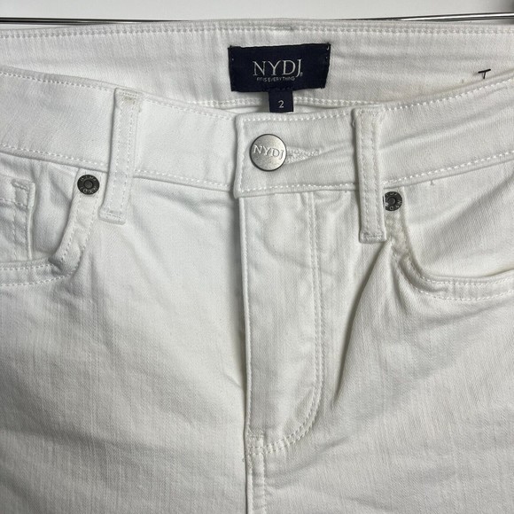 NYDJ Harper Crop Jeans Optic White Slimming High Rise Lift Tuck Technology Sz 2 - Picture 3 of 11